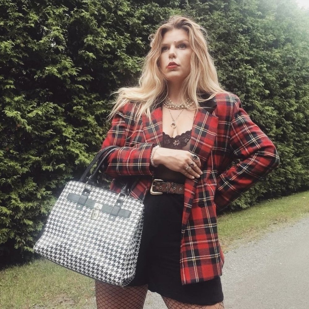 Vintage Morini Wool Red Plaid Blazer Velvet Collar Size 9 Fits L/XL